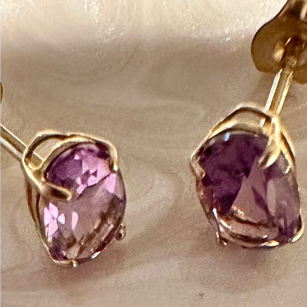 14k SOLID GOLD Genuine Amethyst 1.16 carats - Picture 3 of 6